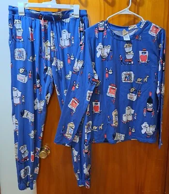 Munki Munki 2 Piece Sleepwear Pajamas Womens Blue Long Sleeve Pjs Stretch • $20