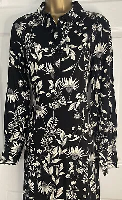 Marks And Spencer Floral Print Midi  Shift Dress Size 12 Reg Bnwt • £25