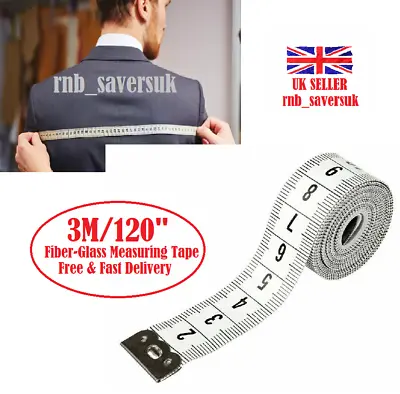 3M 120  WHITE Body Measuring Ruler Sewing Tailor Tape Measure Soft Professional • £2.99