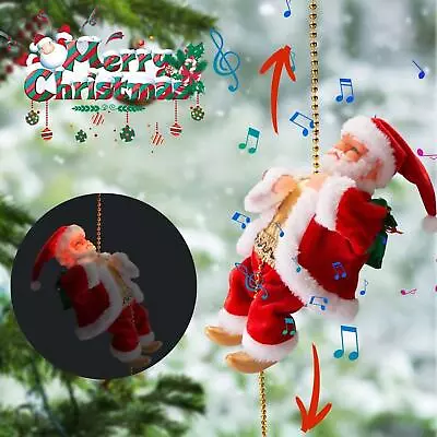 Christmas Electric Santa Claus Doll Climbing Rope Ladder Singing Music Kids Toy • £15.43