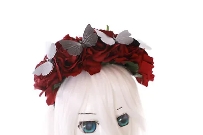 £11.62 • Buy C-45 Butterfly Roses Red Vampire Fee Witch Headband Headdress Gothic Lolita