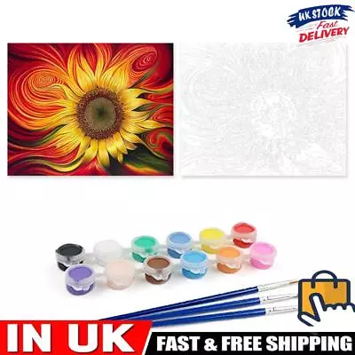 Painting By Numbers Kit DIY Vortex Sunflower Canvas Oil Art Picture Home Decor • £8.29