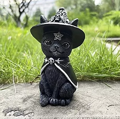 Purrah Cat Figurine Nemesis Occult Cat Pentagram Skull Witch Goth Pagan Familiar • £7