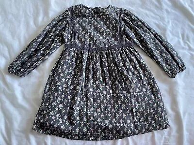 Girls Next Laura Ashley Dress 3-4 Years Grey Floral Lace Pink Green WORN ONCE • £3