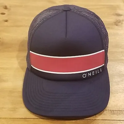 O'neill Hat Cap Snap Back Blue Red Striped One Size Mesh Trucker Adjustable • $12.76