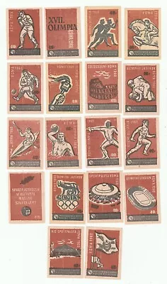 Complete Set Of 1960 Rome Olympics - Matchbox Labels Hungary (s65) • $7