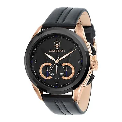 Maserati Men's R8871612025 Traguardo Analog Display Analog Quartz Black Watch • $219.94