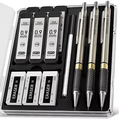 Metal Mechanical Pencil Set - 3PCS 0.9mm Art Mechanical Pencils & 360PCS HB L... • $20.62