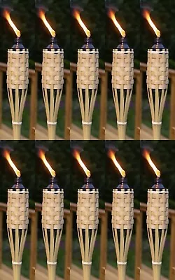 10 Pack  Bamboo Tiki Torch 150cm (5ft) Outdoor Garden 500ml Long Burn. • £54.99