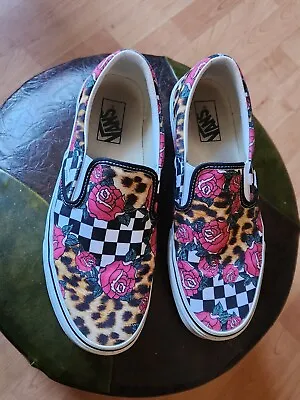 VANS Classic Slip-On Check Floral Leopard Men Size 10 • $39.99