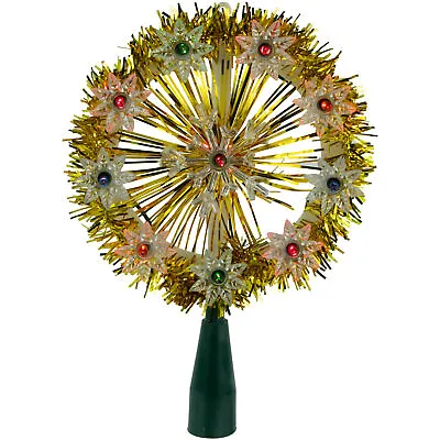 Northlight 7  Gold Tinsel Snowflake Starburst Christmas Tree Topper Multi Lights • $20.49