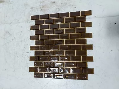 Lot Of 10 Classic Brick Brown Glossy Glass Mosaic Tile Backsplash Glass  • $29