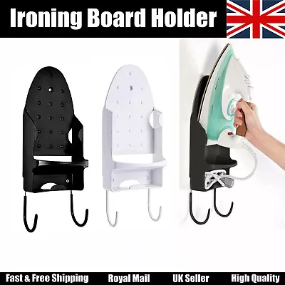 Ironing Board Holder Hanger Door Cupboard Wall Mount Storage Rack Black/White UK • £8.59