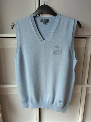 £8.50 • Buy Vintage Lyle & Scott Jumper Powder Blue TankVest Medium Unisex Cotton Blend Ch36