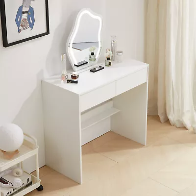 Vanity Makeup Table Dressing Desk Set With LED Lighted Sliding Mirror And Drawer • $124.99