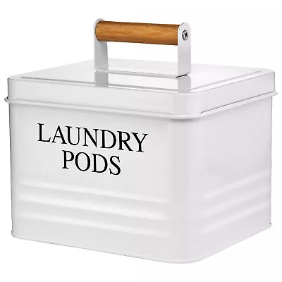 Modern Farmhouse Metal Laundry Pods Holder Container With Lid For Laundry Roo... • $45.22