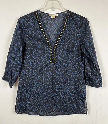 Michael Kors Medium Tunic Shirt Blouse Beaded 3/4 Sleeve • $7