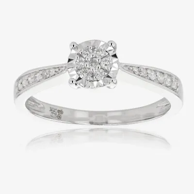 9ct White Gold Diamond Ring Size K Brand New • £89