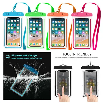 $6.99 • Buy Glow Waterproof Cell Phone Pouch Underwater Case Beach Pool Dry Bag Lanyard Lot