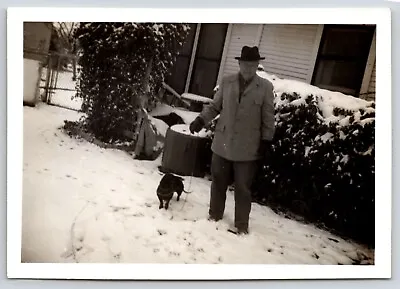Man Dog Pet Walking Photo MCM Photograph Picture Photography History • $8.86