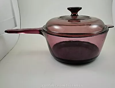 Vision Corning Ware Cranberry Teflon 2.5 L Sauce Pan W/ Pyrex Glass Cookware Lid • $35