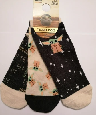 £8.95 • Buy Disney Star Wars Mandalorian Trainer Socks Baby Yoda 3 Pairs Shoe Liners UK 4-8.