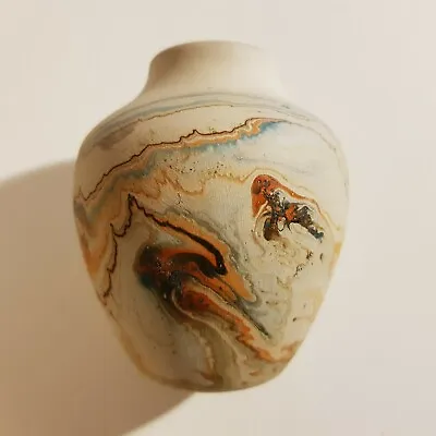 Vtg Nemadji Pottery Ceramic Swirl Vase 8cm Minnesota Native American Style USA • £27.50