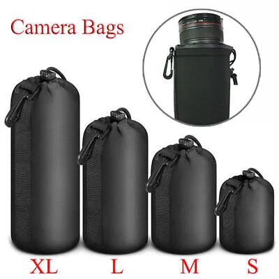 4Pack DSLR Camera Lens Pouch Case Bag Cover Neoprene Canon Nikon Sony Panasonic • $3.63