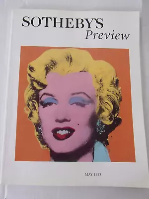 Art Auction Catalog - Sotheby's  Preview May 1998 - Marilyn Monroe Cover • $24.50