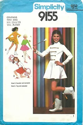 Simplicity 9155 Majorette Skating Cheerleader Costume JR 5/6 & 7/8 UC Pattern • $12.95