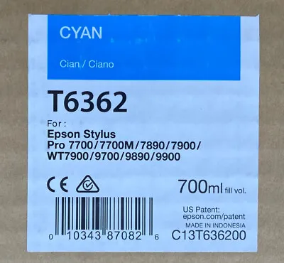 New Epson Stylus Pro T6362 Cyan Ink Cartridge 7900 9900 Ships Free • $29.99