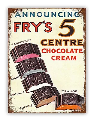 Frys Style 5 Centre Chocolate Cream Metal Sign For Garden Bar Kitchen Man Cave • £3.99