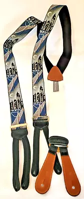 Trafalgar Suspenders Braces City Skyline Night Men's England Brass Vtg Retro • $89.99