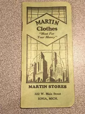 Vintage 1942 1943 Memo Book Calendar Martin Clothes Stores Ionia MI Advertising • $8.99