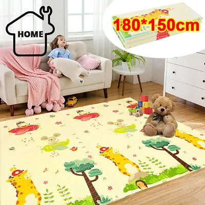 Play Mat 2 Side Baby Kids Crawling Soft Blanket Folding Waterproof Floor Carpet • £15.89