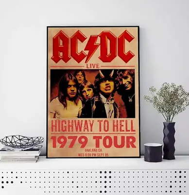 $24.99 • Buy Vintage ACDC 1979 Live Tour Highway To Hell Concert Rock Band  Art Decor Poster