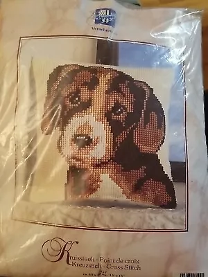 Beagle? Vervaco Verachtert Cross Stitch Pillow Cushion Kit #257 Dog 16  X 16  • $25