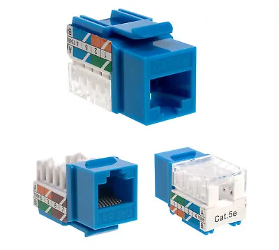 Cat5e Blue Keystone Jack 45° Angled Punchdown Network Connector Multipack LOT • $249.95