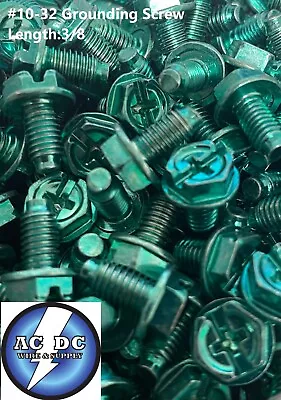 HEX WASHER GROUND SCREW 10-32 X 3/8 GREEN You Choose Pack Size: • $6.75