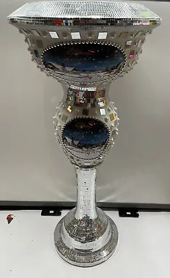 Mosaic Mirrored Christmas Flower Pot Silver Statue Pearls Mirror 1m Tall Decor • £60