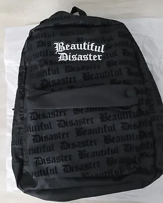 Authentic Beautiful Disaster Backpack W/black Velvet Font & White Monogram Patch • $70