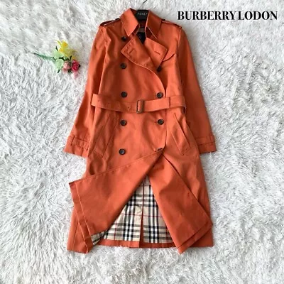 Woman's Burberry London Trench Coat With Liner Orange Asian Fit38 US Size S. • $510.51