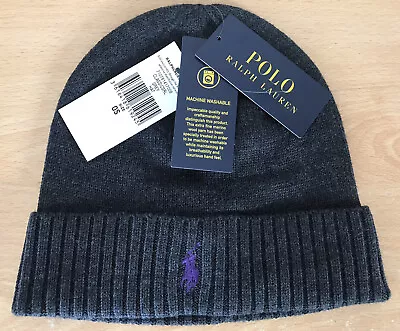 Polo Ralph Lauren - Dark Grey Heather - Merino Wool Beanie Hat  - New With Tags • £35