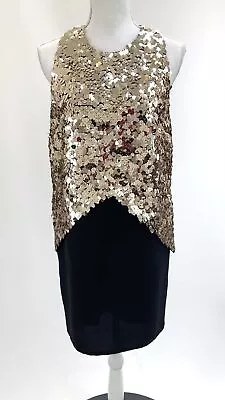 Sass & Bide Black/Gold Sequin Embellished S/Less Dress Size 10 • $139