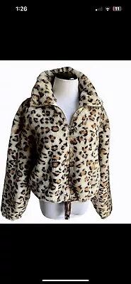 PINK Victoria Secret  Women Jacket Adult Faux Fur Leopard Cropped Coat  Ladies • $25.99