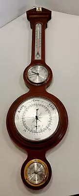 Vintage Howard Miller Walnut Weather Station Barometer W/Clock 612-718 (31 ) • $84.53