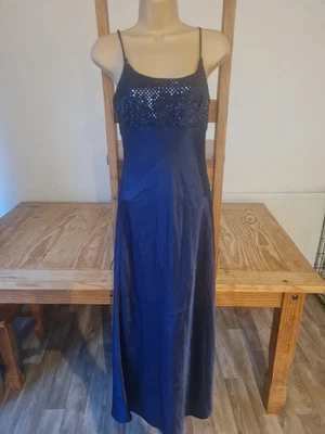 £5 • Buy Womens Designer Charlotte Halton Size 10 Blue Sequin Strappy Summer Party Dress