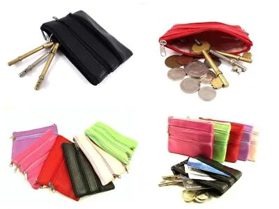 £2.45 • Buy New Unisex Soft Real Leather Small Coin Card KeyRing Wallet Pouch Purse Coloring