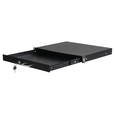 19  1U Steel Plate DJ Drawer Equipment Cabinet With Keys Black • $37.01