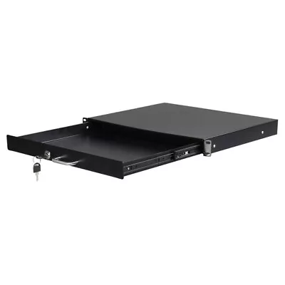 19 Inch 1U Steel Plate DJ Drawer Equipment Cabinet With Keys Black • $33.51